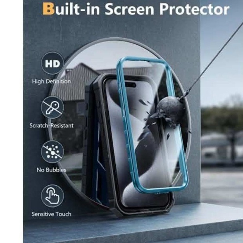 NWT FNTCASE iPhone 15-Pro-Max Case with Belt-Clip Blue Kickstand Military Grade - Picture 3 of 13